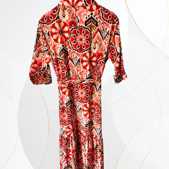 Zara Alessi 3/4 Sleeve Belted Printed Midi Dress - Picture 5 of 8